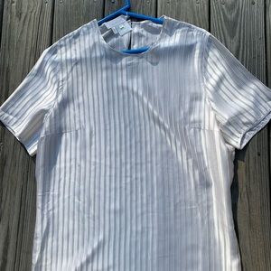 White Pinstripe Silk Tee by Escada size 42